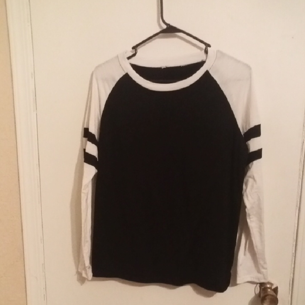 Black and White Long Sleeve Raglan Shirt